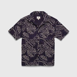 Surfside Supply Mens Mariner Camp Collar Shirt In Navy Blazer