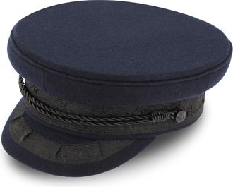 Fiebig Original Prinz-Heinrich Captains Cap | Traditional Lined Sailor Cap Made of Cloth | Classic Peaked Cap with Cord, Anchor Buttons & Emblem (60-XL, Navy