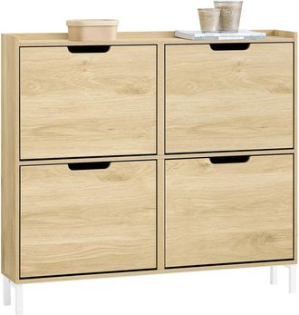 SoBuy Sobuy - 4 Flip-drawers Shoe Cabinet Shoe Rack Shoe Storage Cupboard Organizer Unit,FSR100-N