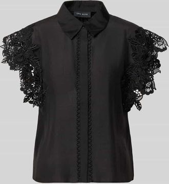 Copenhagen Muse Regular Fit Bluse mit Spitzenbesatz Modell MOLLY in Black, Gr&ouml;&szlig;e XL
