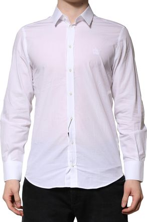 Dolce & Gabbana White MARTINI Long Sleeves Men Formal Mens Shirt