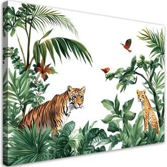 Artgeist Artgeist - Stampa Su Tela Per Cameretta, Palme Animali Tigre Africa - 60x40