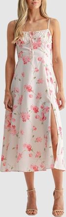 All in Favor Floral Spaghetti Strap Midi Dress in Cream Pink at Nordstrom, Size Xx-Small