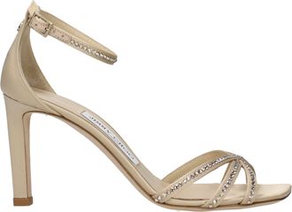 Jimmy Choo London Beige Satin Stiletto Heel Womens Sandals