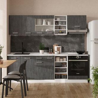 Vicco Mueble De Cocina R-line, Hormig&oacute;n Negro/blanco, 240 Cm Et Antracita
