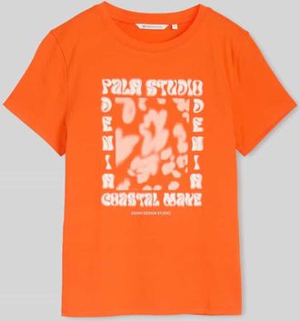 Tom Tailor Denim Regular Fit T-Shirt aus reiner Baumwolle in Orange, Gr&ouml;&szlig;e XS