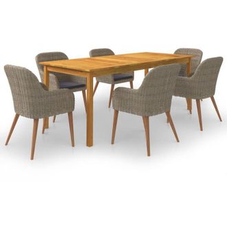 vidaXL Juego De Comedor Para Jard&iacute;n 7 Piezas Marr&oacute;n Vidaxl