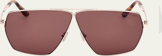 Tom Ford Stella Aviator Square Metal Sunglasses