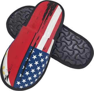 Generic Cotton Slippers American Philippines Flag Lightweight Sliders Comfy Slippers For Outdoor Trip Bedroom L