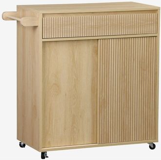 Sweeek Sweeek - Carrello da cucina decorato in legno con 1 maniglia, 1 cassetto e 2 ante