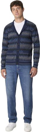 Missoni Zigzag Cardigan In Pure Wool in Blue & Grey at Nordstrom, Size 52 It