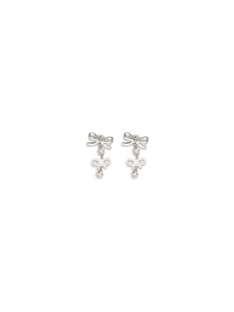 Self Portrait Womens Double Bow Pearl Earrings Silver Brass