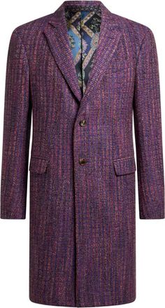Etro Cappotto monopetto in tweed - Viola