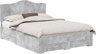 vidaXL Estructura De Cama Con Cabecera Gris Concreto 140 X 200 Cm Vidaxl