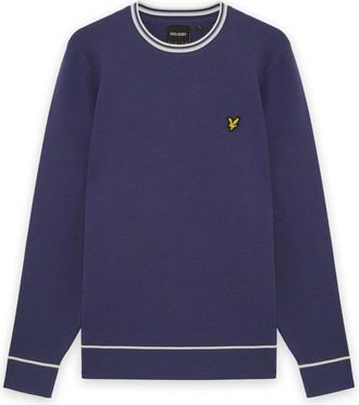 Lyle & Scott Tipped Gebreide Trui met Ronde Hals - Heren - Ronde hals truien - Blauw - S - Truien & Vesten