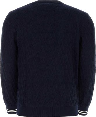Valentino Garavani Mens Dark Blue Cotton Sweater Sttoileiconographnavynavyavorio Exterior: Maglieria