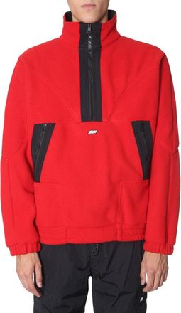 Msgm Red Oversized Half-Zip Sweatshirt