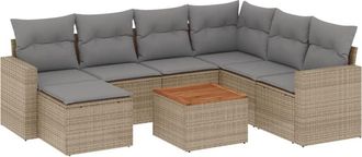 vidaXL Vidaxl - Juego De Sof&aacute;s Jard&iacute;n Con Cojines Beige Mezcla 8 Pzas Rat&aacute;n Pe