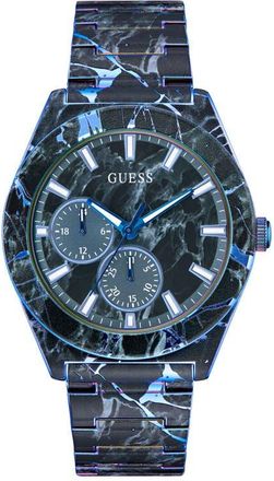 Guess Marbled Multifunction Bracelet Watch, 44mm in Black/blue Marble at Nordstrom