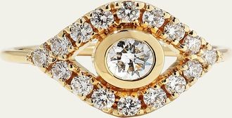 Sydney Evan 14k Gold Extra-Large Evil Eye Ring w/ Diamonds, Size 6.5