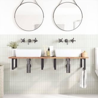 Berkfield Home Bathroom Vanity Top Untreated 160x50x2 cm Solid Wood Acacia in Brown | Size: 160 x 50 x 2 cm