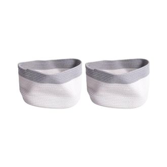 OEM Cestas De Almacenamiento Cuadradas De Cuerda De Algod&oacute;n, Organizador Para Contenedores, Cesta Plegable Tejida Decorativa Con Asas, D