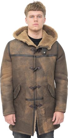 Infinity Leather Mens Antique Sheepskin Duffle Coat-Leyburn