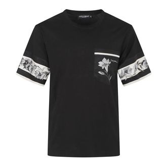 Dolce & Gabbana T-Shirts, male, Black, Size: XL Cotton and silk t-shirt with print