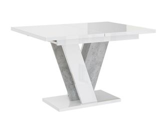 Mirjan24 Mobilier1 - Mesa Goodyear 125, Blanco Brillante + Gris, 75x90x120cm, Alargamiento, Aglomerado Laminado