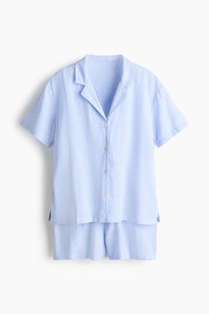 H&M Pyjama aus Leinenmix - Blau/Gestreift