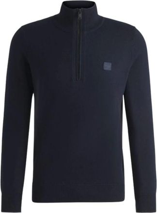HUGO BOSS Truien & Vesten, Heren, Blauw, M, Katoen, Kanobix Half Zip Sweater