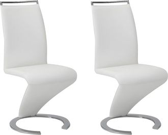 Vente-Unique Conjunto de 2 sillas TWIZY - Piel sint&eacute;tica - Blanco