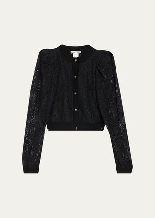 Alice & Olivia Kitty Lace Overlay Cardigan