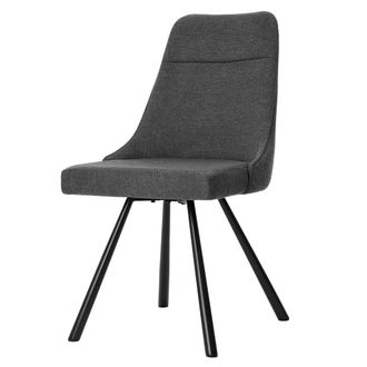 Koketto Home Elegante silla de comedor de tejido gris oscuro con patas negras