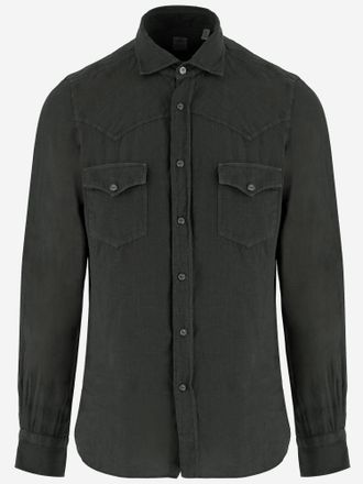 Finamore Mens Shirt Linen Green