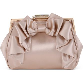 Badgley Mischka Mae Bow Pouch Clutch in Champagne at Nordstrom, Size Small