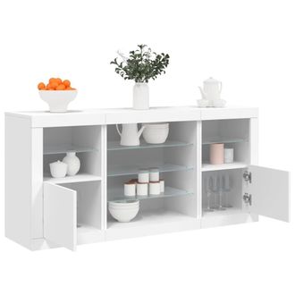 Berkfield Home Sideboard with LED Lights White 142.5x37x67 cm