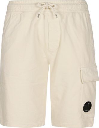 C.P. Company Minimalist Beige Bermuda Cargo Shorts With Lens Detail
