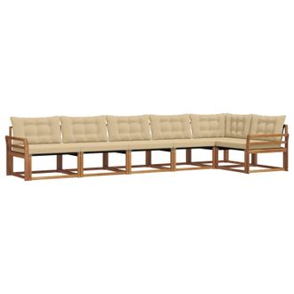 vidaXL Conjunto De Sof&aacute;s De Exterior Con Coj&iacute;n 6 Pcs Natural Y Beige Vidaxl