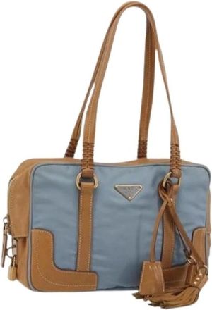 Prada Pre-owned Handbags, female, Blue, Size: ONE SIZE Pre-owned Vintage Nylon Shoulder Bag