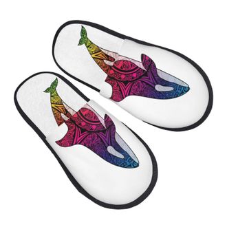 Generic Comfortable Mens Slipper Orca Killer Whale Mens Slipper Cosy Winter Slippers for Winter Indoor Ladies L