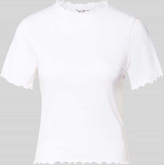 Pepe Jeans London Slim Fit T-Shirt aus Baumwoll-Mix Modell NORA in Weiss, Gr&ouml;&szlig;e XS