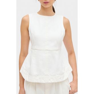 Aligne Chlo Sleeveless Organic Cotton Peplum Top in Ecru at Nordstrom, Size 12