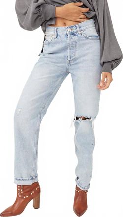 Free People Lasso Straight Leg Jeans In True Blue