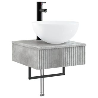 vidaXL Lavabo De Lavado Montado En La Pared Gris Hormig&oacute;n Vidaxl