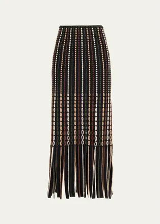 Ulla Johnson Inez Fringe Knit Midi Skirt