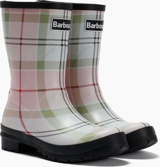 Barbour Womens Barbour Banbury Mid Cut Womens Cherry Blossom Tartan Wellington Boots - Pink - Size: 3