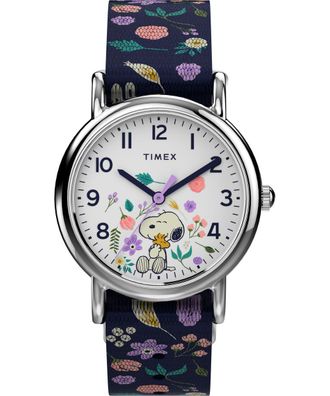 Timex Childrens Unisex Weekender X Peanuts Floral Childs Blue Watch TW2V45900 Fabric - One Size