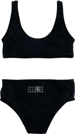Maison Margiela Girls Bikini Black Tech Fabric Nylon Swimsuits Sea Clothing