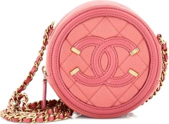 Chanel Filigree Round Clutch with Chain Quilted Caviar Mini crossbody bag - Rosa